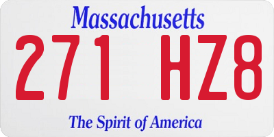 MA license plate 271HZ8