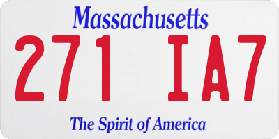 MA license plate 271IA7