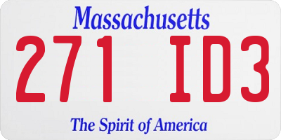 MA license plate 271ID3