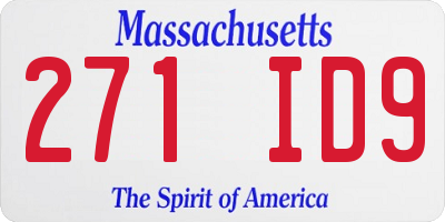 MA license plate 271ID9