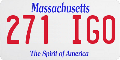 MA license plate 271IG0