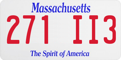 MA license plate 271II3