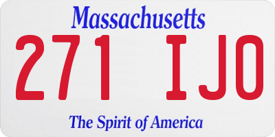 MA license plate 271IJ0