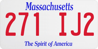 MA license plate 271IJ2