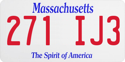 MA license plate 271IJ3