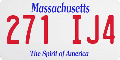 MA license plate 271IJ4