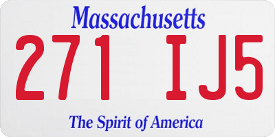 MA license plate 271IJ5
