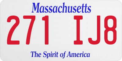 MA license plate 271IJ8