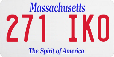 MA license plate 271IK0