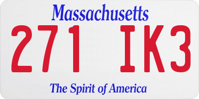 MA license plate 271IK3