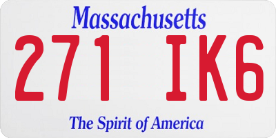 MA license plate 271IK6