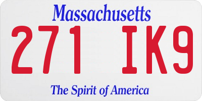 MA license plate 271IK9
