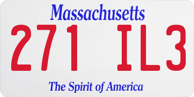 MA license plate 271IL3