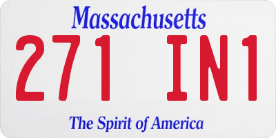 MA license plate 271IN1