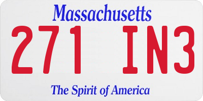 MA license plate 271IN3