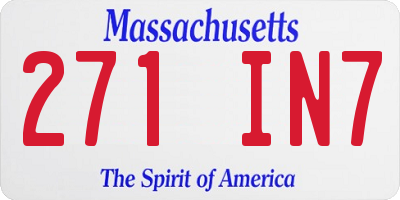 MA license plate 271IN7