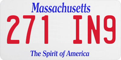 MA license plate 271IN9