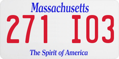 MA license plate 271IO3