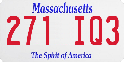 MA license plate 271IQ3