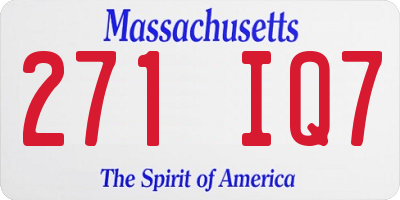 MA license plate 271IQ7