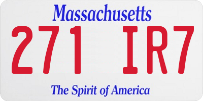 MA license plate 271IR7