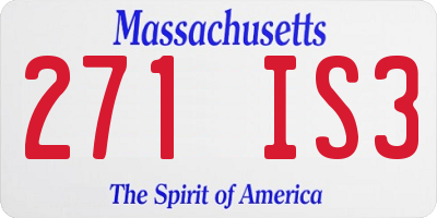 MA license plate 271IS3