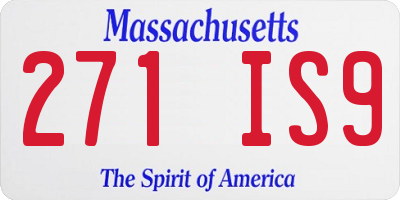 MA license plate 271IS9