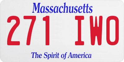 MA license plate 271IW0