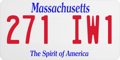 MA license plate 271IW1