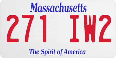 MA license plate 271IW2