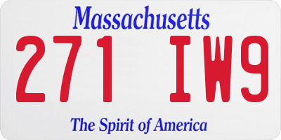 MA license plate 271IW9