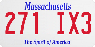 MA license plate 271IX3