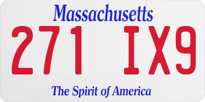 MA license plate 271IX9