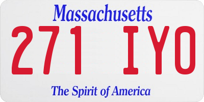 MA license plate 271IY0