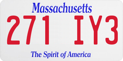 MA license plate 271IY3