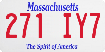 MA license plate 271IY7