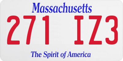 MA license plate 271IZ3