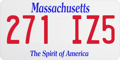 MA license plate 271IZ5