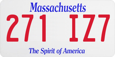 MA license plate 271IZ7