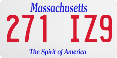 MA license plate 271IZ9