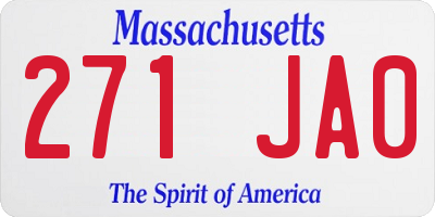 MA license plate 271JA0