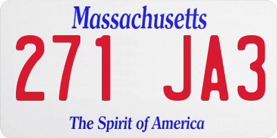 MA license plate 271JA3