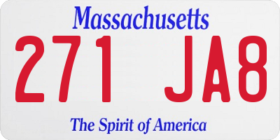 MA license plate 271JA8