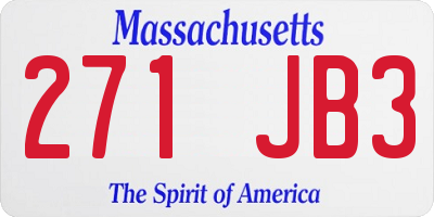 MA license plate 271JB3