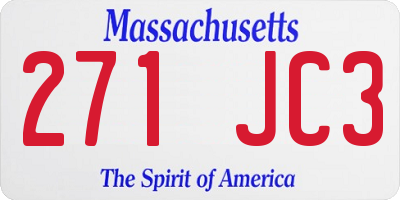 MA license plate 271JC3