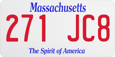 MA license plate 271JC8