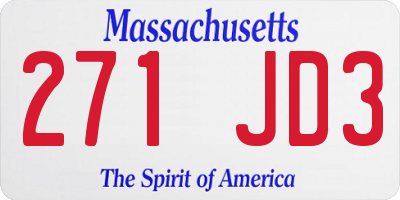 MA license plate 271JD3