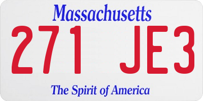 MA license plate 271JE3