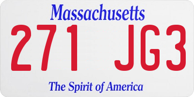 MA license plate 271JG3