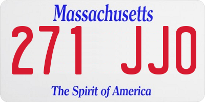 MA license plate 271JJ0